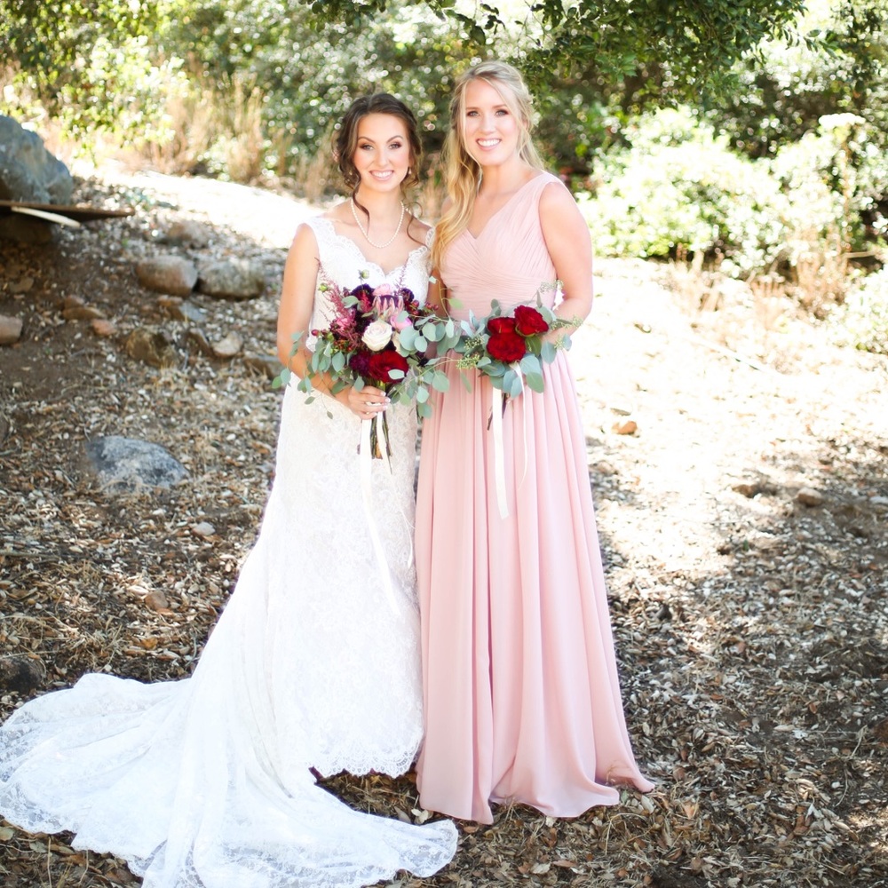 Pink Bridesmaids Dress Gown Floor-length Maxi